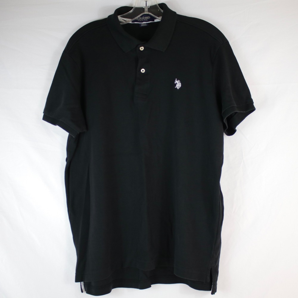 U.S. Polo Assn. Black Luxury Feel Short Sleeve Polo Shirt Mens Size‎ L